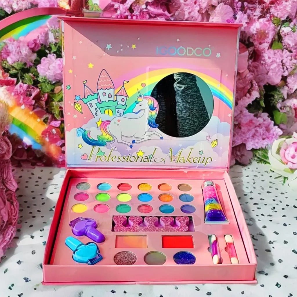 FX Unicorn Makeup Kit Aqua Multi Coloured Face Paints Glitter Shimmer Gems Applicators main image 0