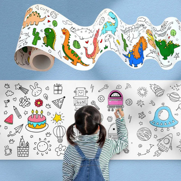 Children's Coloring Drawing Roll Sticker - ZZT220 - Planet Junior