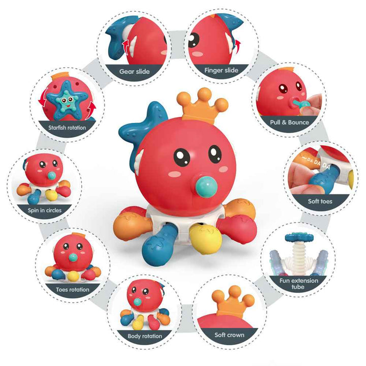 10 - in - 1 Octopus Baby Activity Toy – Spinning, Teething & Sensory Play - SLT - 6033 - Planet Junior