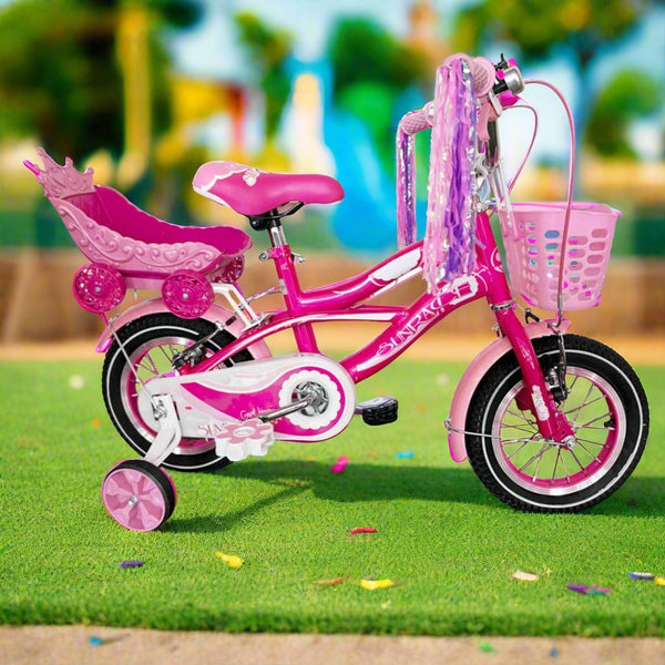 12" Barbie Theme Bicycle with Basket and Training Wheels - BLL - B12 - 86CC - Planet Junior