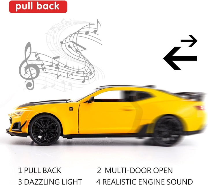 1:24 Chevrolet Camaro Diecast Car with Smoke Effect – Metal Body, Doors Open, Light & Sound - UT-CZ128B - Planet Junior