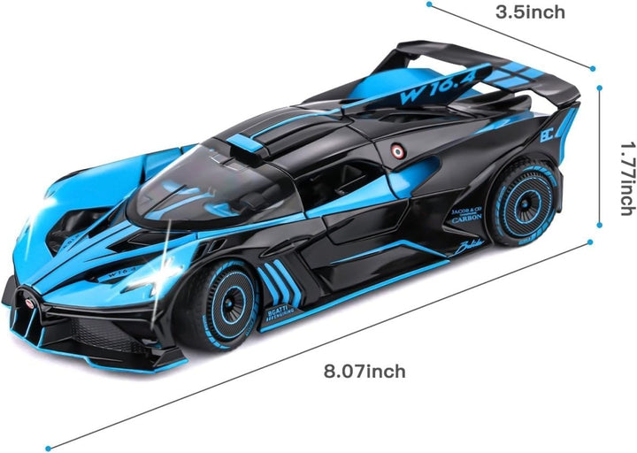 1:24 Die - Cast Bugatti Bolide with Spray Effect Diecast Model Car – Light, Sound & Butterfly Doors 🏎️💙 - UT-A2437 - Planet Junior