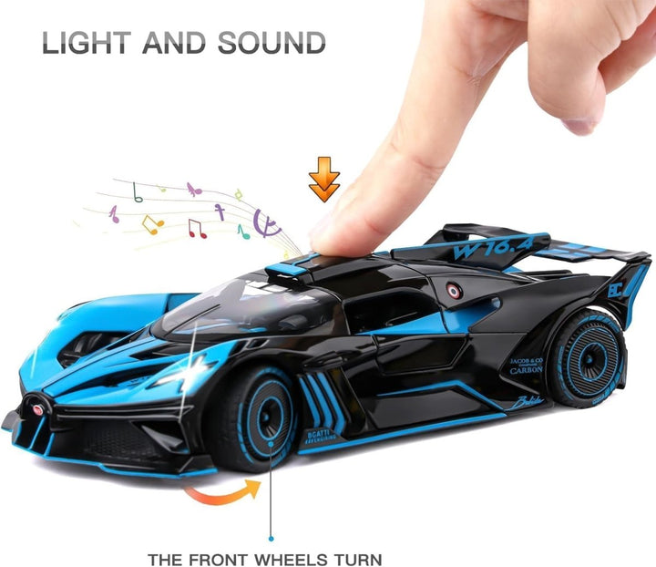 1:24 Die - Cast Bugatti Bolide with Spray Effect Diecast Model Car – Light, Sound & Butterfly Doors 🏎️💙 - UT-A2437 - Planet Junior