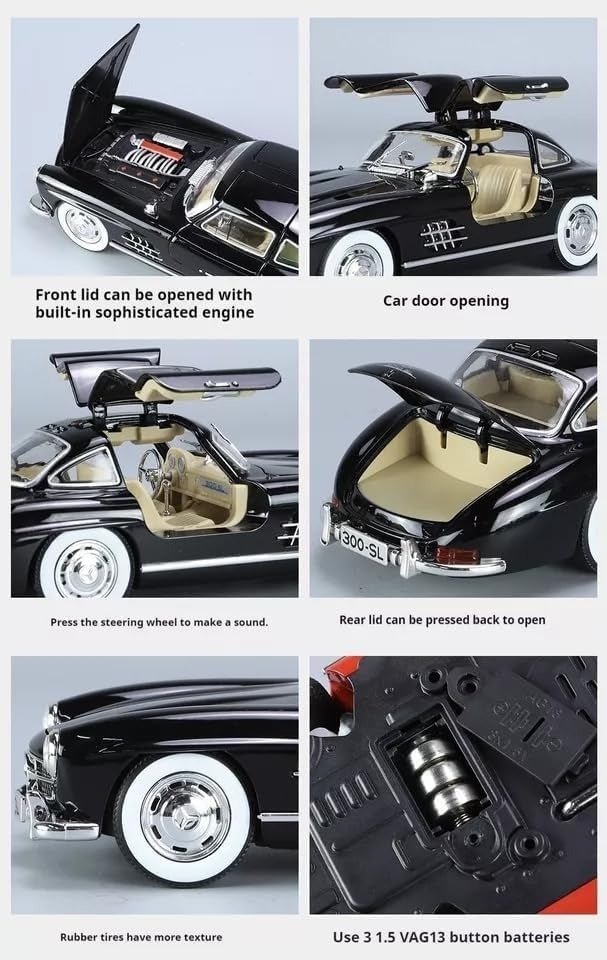 1:24 DieCast Mercedes Benz 300SL Gullwing Car with Smoke Effect - CZ174BD - Planet Junior