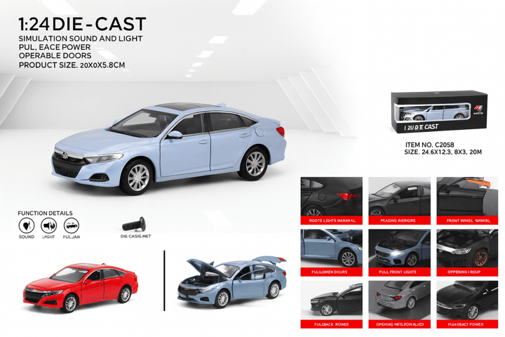 1:24 Honda Accord Luxury Diecast Car – Realistic, Sleek & Full of Action - SLT-CZ608 - Planet Junior