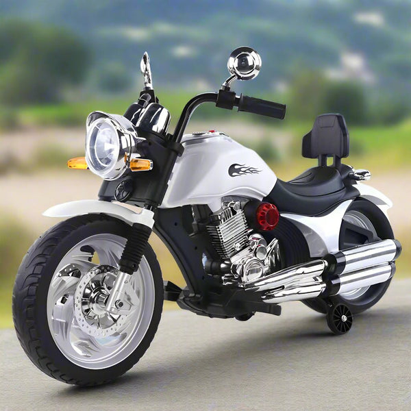 12V Battery Powered Kids Ride - On Bike – Smooth Ride with Hand Race Control - BLL - MB - 916 BLK - Planet Junior