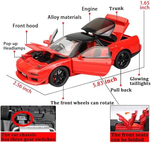 1:32 Honda Acura Model Car – JDM Alloy Sports Car with Lights & Pull - Back Action - AKT-B477K32N-H - Planet Junior