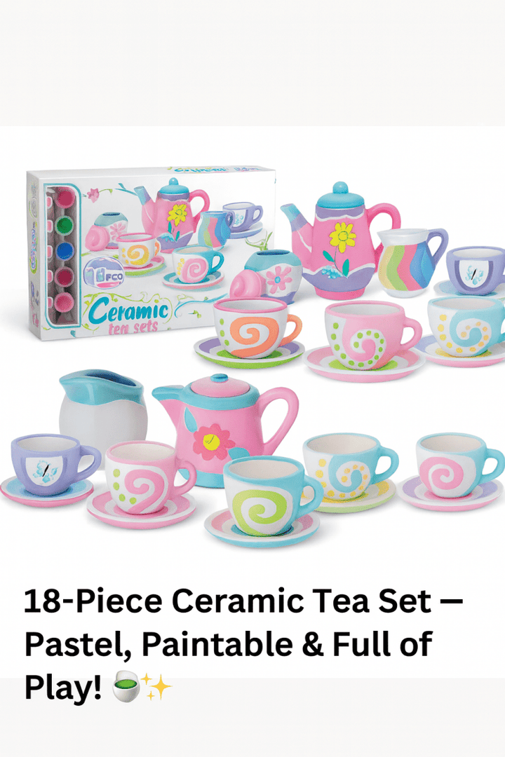 18 - Piece Ceramic Tea Set – Paint, Play & Create Magical Tea Time! - UT-E37 - Planet Junior