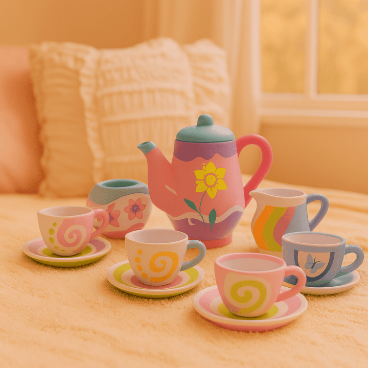 18 - Piece Ceramic Tea Set – Paint, Play & Create Magical Tea Time! - UT-E37 - Planet Junior