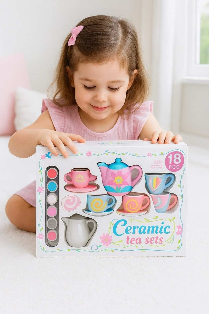 18 - Piece Ceramic Tea Set – Paint, Play & Create Magical Tea Time! - UT-E37 - Planet Junior