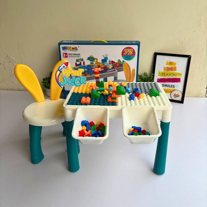 2 in 1 Building Blocks Table with Chair & Learning Station | 14 x 10 inch - BLL - ST - 811 - 7 - Planet Junior