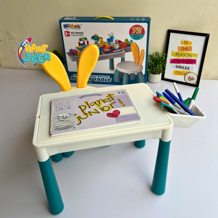 2 in 1 Building Blocks Table with Chair & Learning Station | 14 x 10 inch - BLL - ST - 811 - 7 - Planet Junior