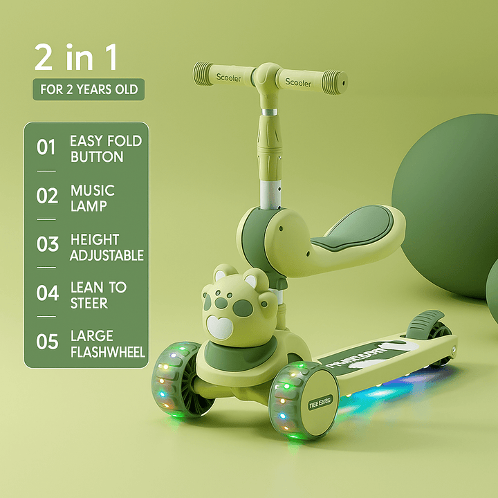 💚 2 - in - 1 Kids Folding Scooty - AKT-MJT721A-1 - Planet Junior
