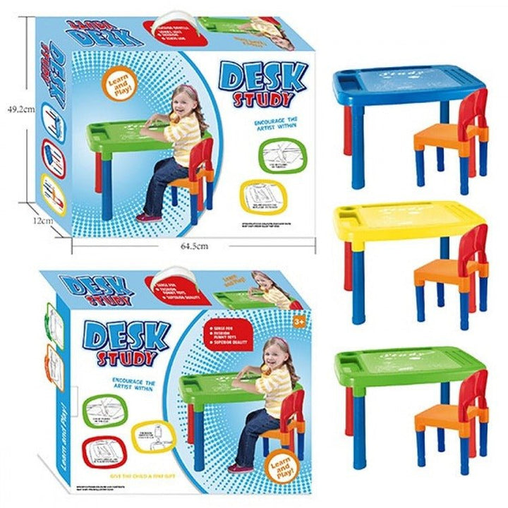 2 In 1 Multiuse Kids Table With Chair For Study Time - BLL - TC - 977AR - Planet Junior