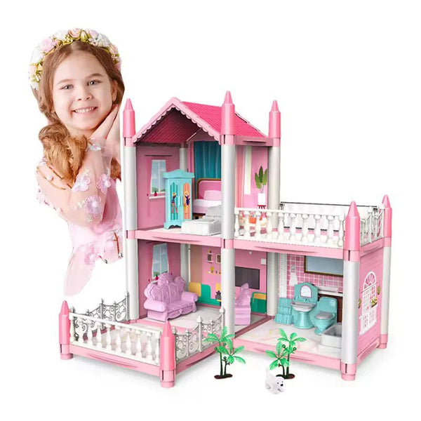 2 - Story Princess Dollhouse Playset with Furniture, Dolls & Light Bar - FF-462-03 - Planet Junior