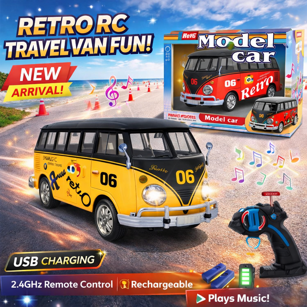 2.4GHz RC Retro Travel Van – Color Plated Light Remote Control Car ...