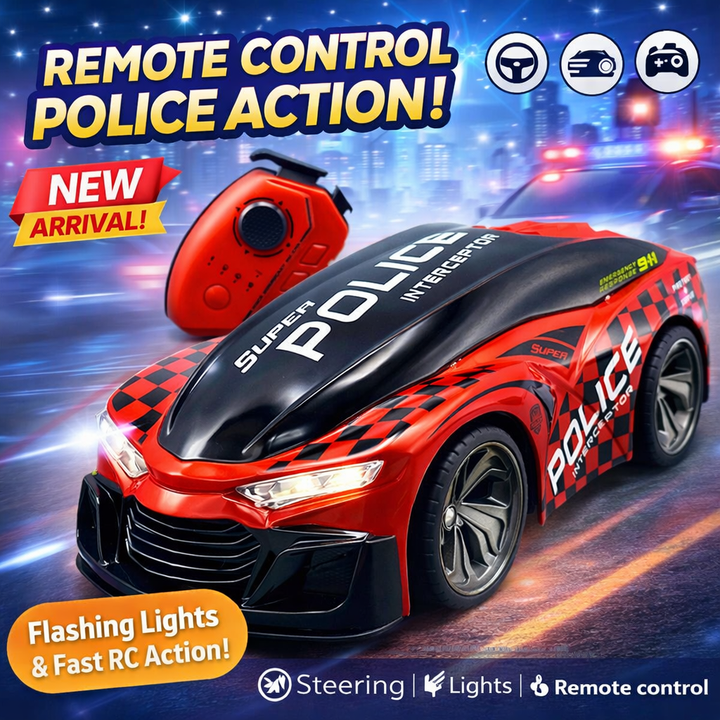 2.4GHz RC Voice Enabled Police Car – Flashing Lights Patrol Interceptor ...