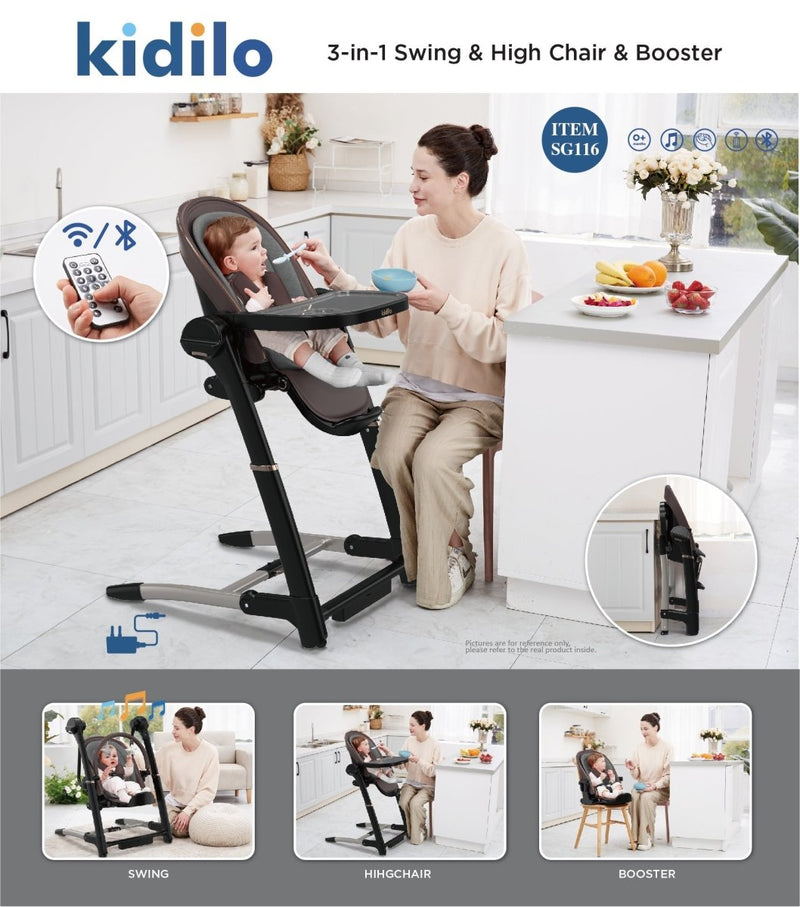 3 in 1 High Chair Booster with Swing - BLL - H - 116SG - Planet Junior