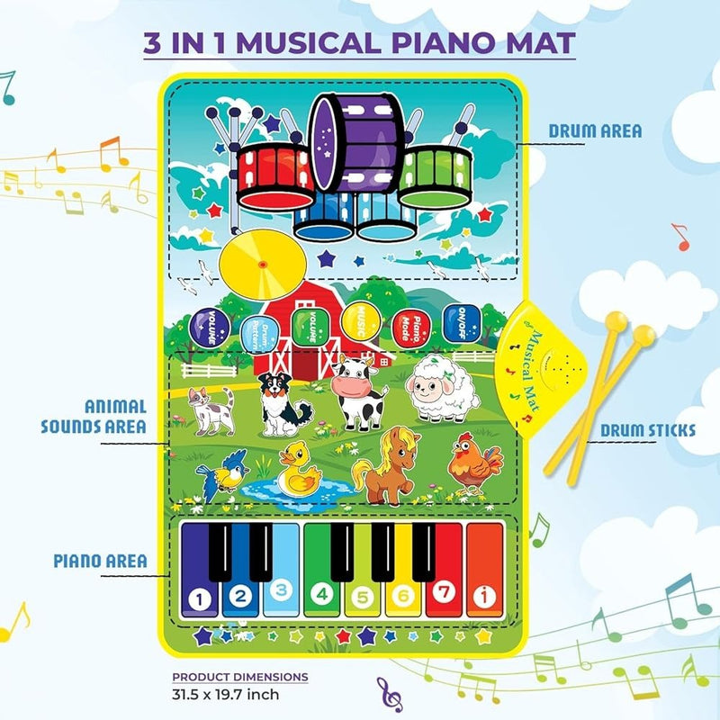 3 in 1 Musical Instruments Drum Mat for Kids - YQ3230 - Planet Junior