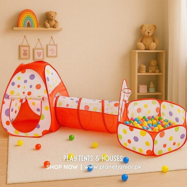 3 in 1 Portable Tent with Tunnel & Play Area for Kids - SLT301 - Planet Junior