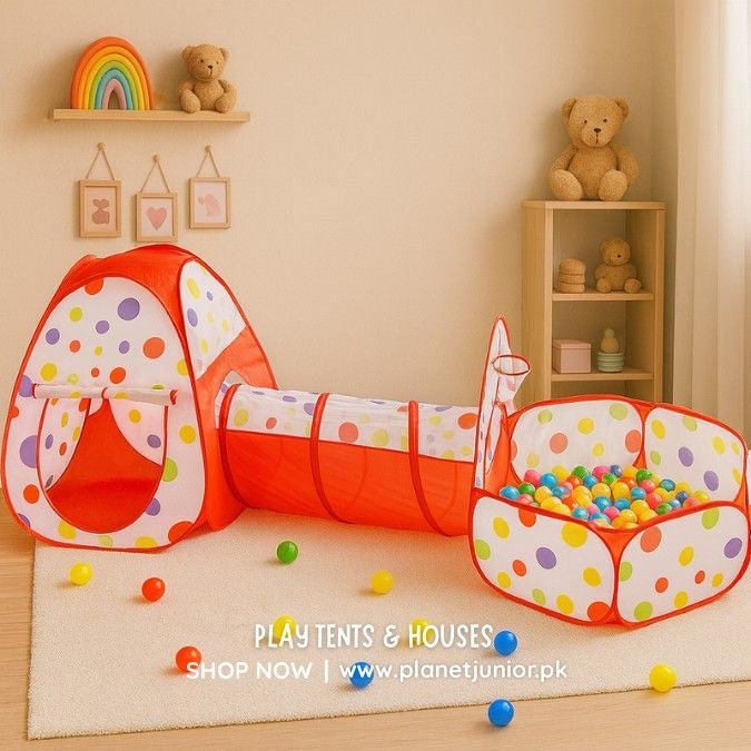 3 in 1 Portable Tent with Tunnel & Play Area for Kids - SLT301 - Planet Junior