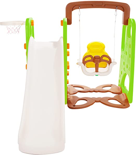 3 - in - 1 Slide and Swing Playset with Basketball Hoop - BLL - SL - 9CRV - Planet Junior