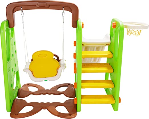 3 - in - 1 Slide and Swing Playset with Basketball Hoop - BLL - SL - 9CRV - Planet Junior