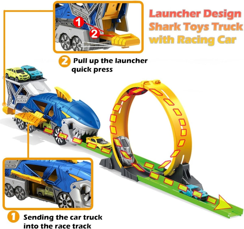 360 Rotating Shark Loop and Launcher Car Track Set - BLL - TR - 934A - P - Planet Junior