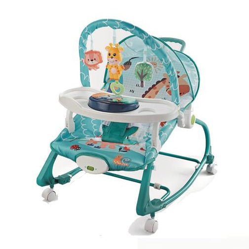 4 in 1 Baby Rocker & Feeding Chair – Musical Bouncer with Hanging Toys - BLL-BCR-69869D - Planet Junior