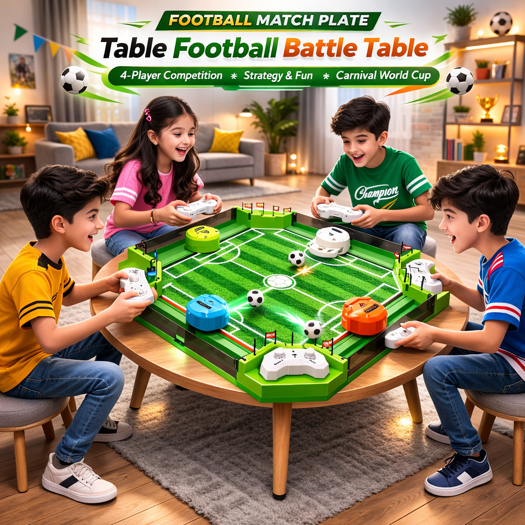 Remote Table Football 4-Player Tabletop Football Arena Set – Remote Enabled Battle Soccer ...