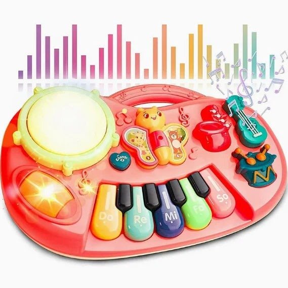 5 in 1 Light - Up Piano with Music & Drums - CY - 7072B - Planet Junior