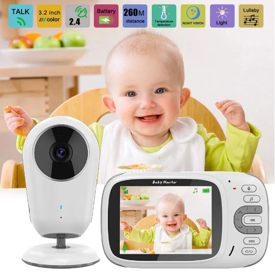 High-Resolution Baby Video Monitor – 3.2" LED, Clear Audio & Safe Connection