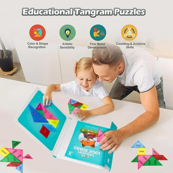 Tangram Puzzle Board with Magnetic Pieces