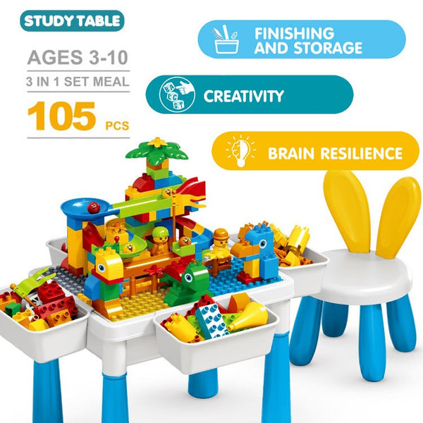 2-in-1 Building Blocks Table With Chair Set | 105 Pcs