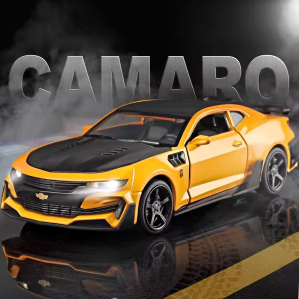 1:24 Chevrolet Camaro Diecast Car with Smoke Effect – Metal Body, Doors Open, Light & Sound
