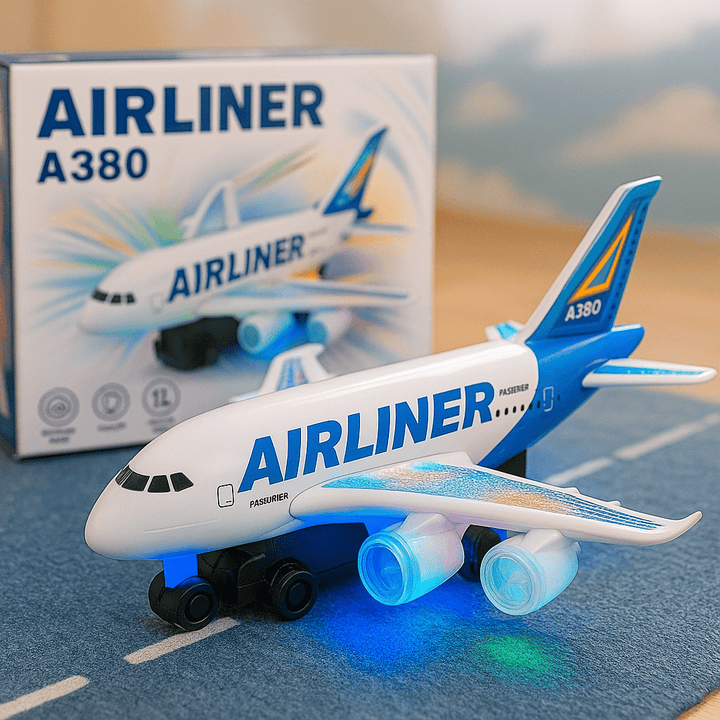 A380 Electric Airplane – Flashing LEDs, Go - Up Action & Universal Wheels - RT-A380 - Planet Junior