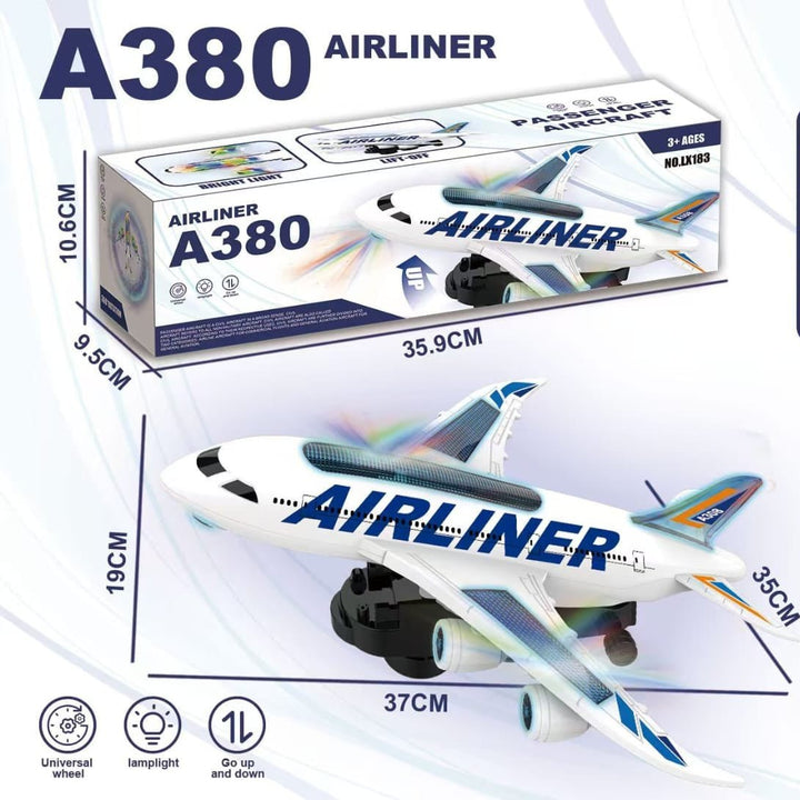 A380 Electric Airplane – Flashing LEDs, Go - Up Action & Universal Wheels - RT-A380 - Planet Junior