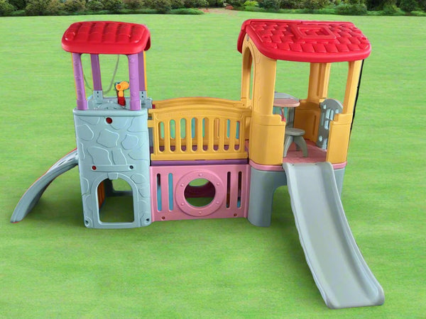 Adventure Land Giant Play House with Slides | L - 118" W - 68" H - 55" - BLL - SL - 001B - Planet Junior