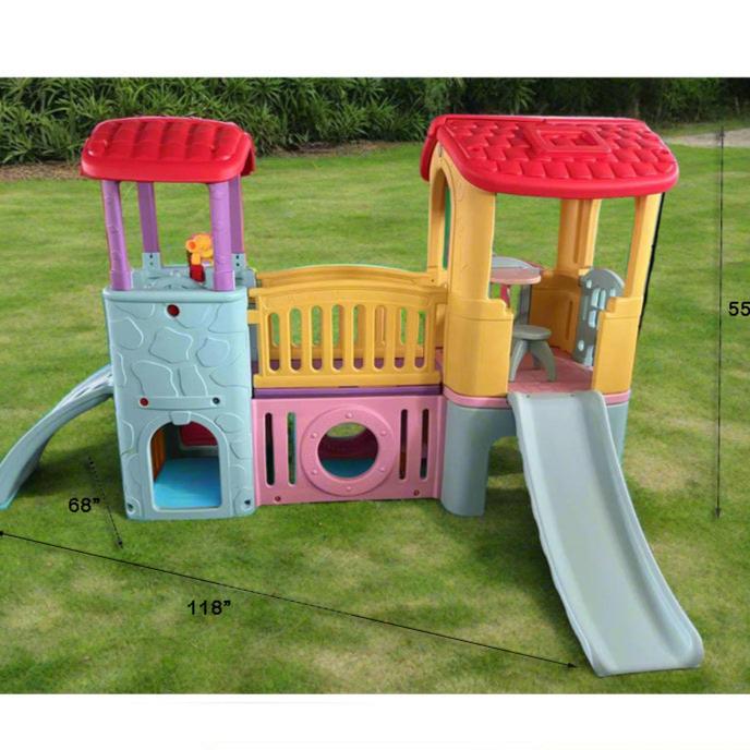 Adventure Land Giant Play House with Slides | L - 118" W - 68" H - 55" - BLL - SL - 001B - Planet Junior