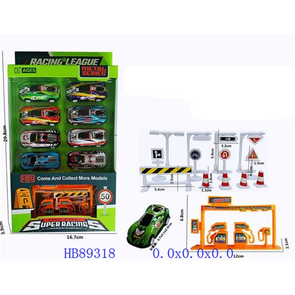 Alloy Racing Cars with Traffic Signs - BLL - DK - 055 - 2D - Planet Junior