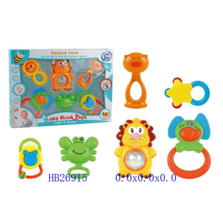 Animal Theme Baby Rock Rattle Set | 6 Pcs - BLL - RT - 86010LT - Planet Junior