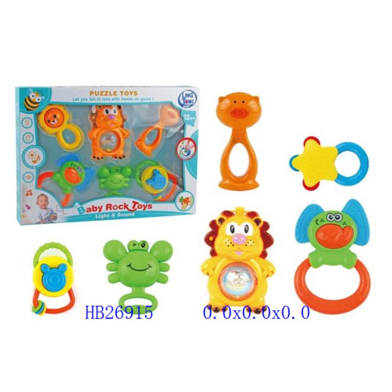 Animal Theme Baby Rock Rattle Set | 6 Pcs - BLL - RT - 86010LT - Planet Junior