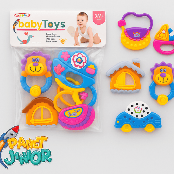 Baby Rattle & Teether Gift Set | 5 Pc - PJ-50 - Planet Junior