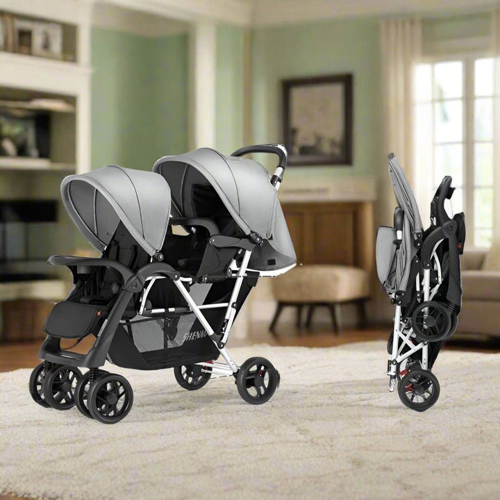 Baby Twin Stroller – Double Seat, Smooth Ride & Easy Fold - BLL-TS-738 - Planet Junior