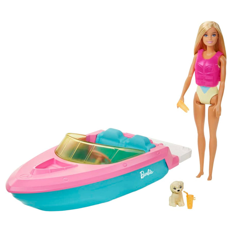 Barbie Doll And Boat With Puppy And Accessories - GRG30 - Planet Junior