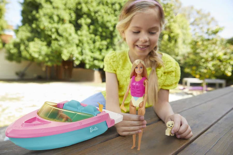 Barbie Doll And Boat With Puppy And Accessories - GRG30 - Planet Junior