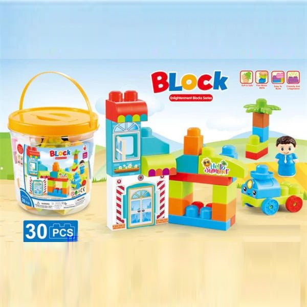 Bucket Bricks Building Blocks | 30 Pcs - BLL - BL - 313T - 47A NEW - Planet Junior