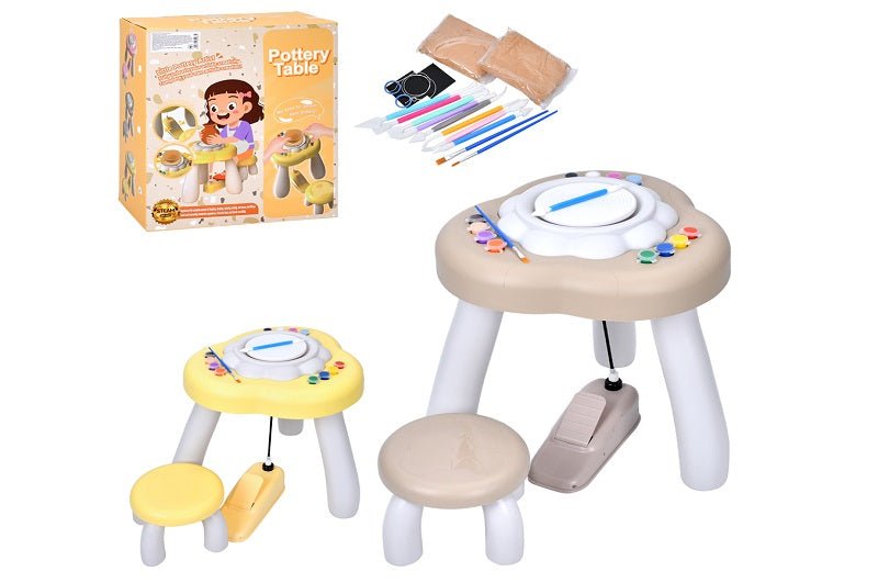 Children Pottery Table Complete Set for Clay Sculpting & Painiting - 8821 - Planet Junior