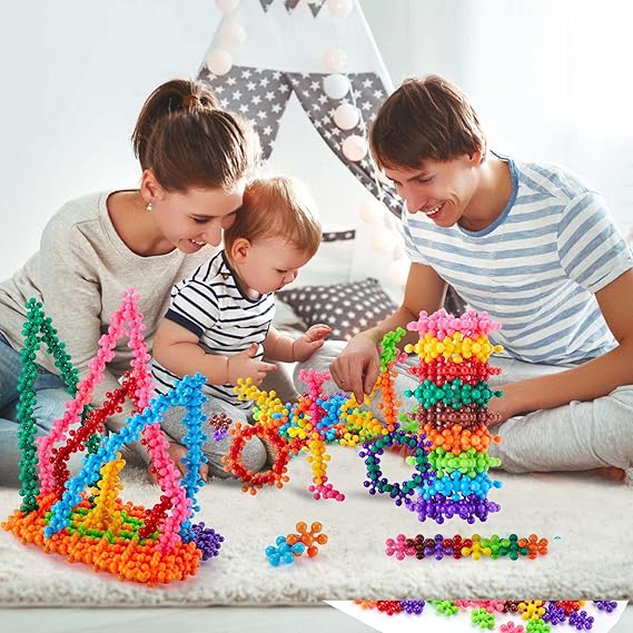 Colorful Flower Building Blocks in Storage Box | 500 Pcs - RT - 500P - Planet Junior