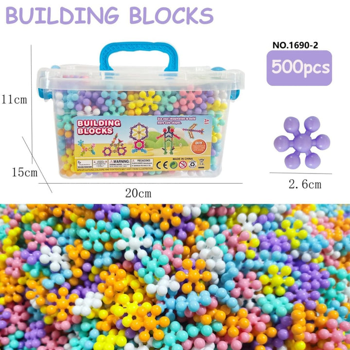 Colorful Flower Building Blocks in Storage Box | 500 Pcs - RT - 500P - Planet Junior